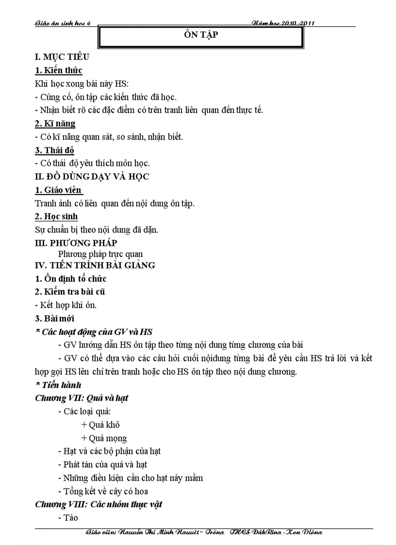 image for page Giáo án sinh 6 cktkn 2011