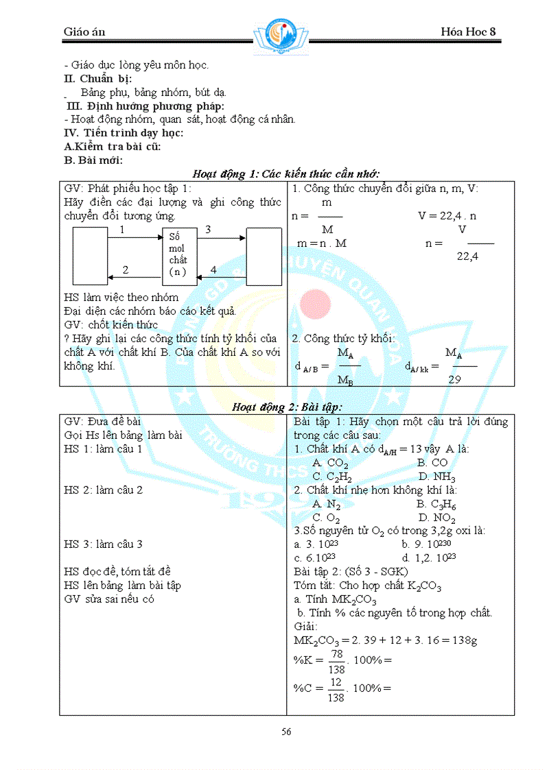 image for page Giáo án Hóa 8 mới 1