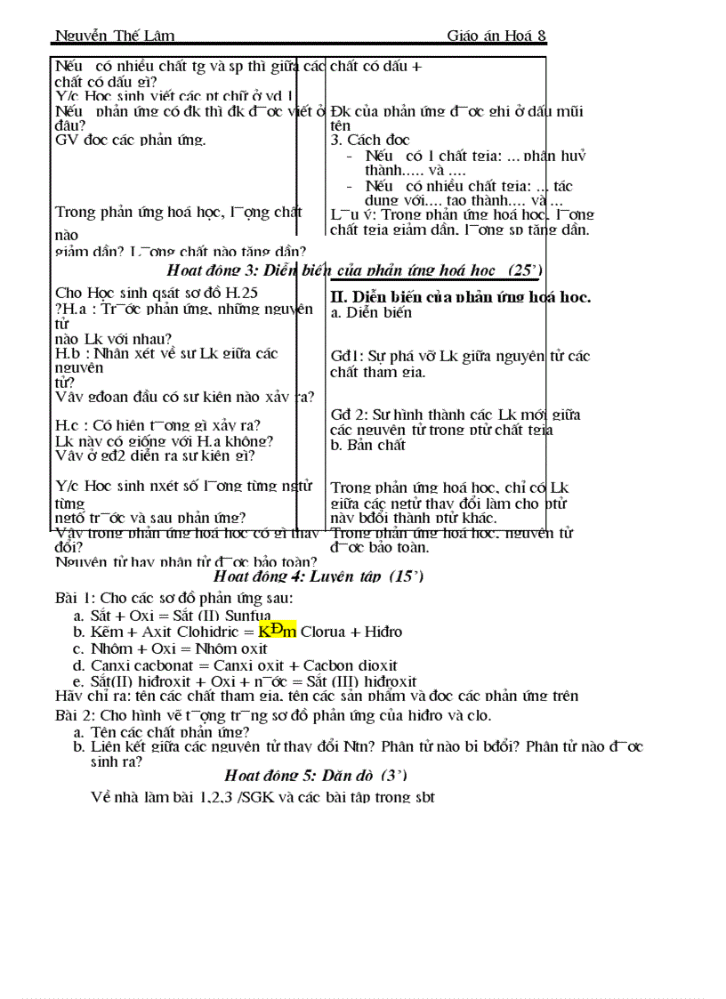 image for page Giáo án hóa học 8 trọn bộ 1