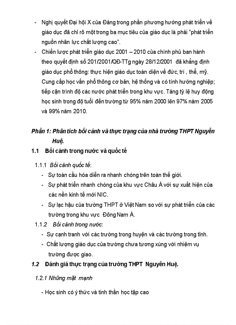 image for page Kế hoạch chiến lược trường THPT