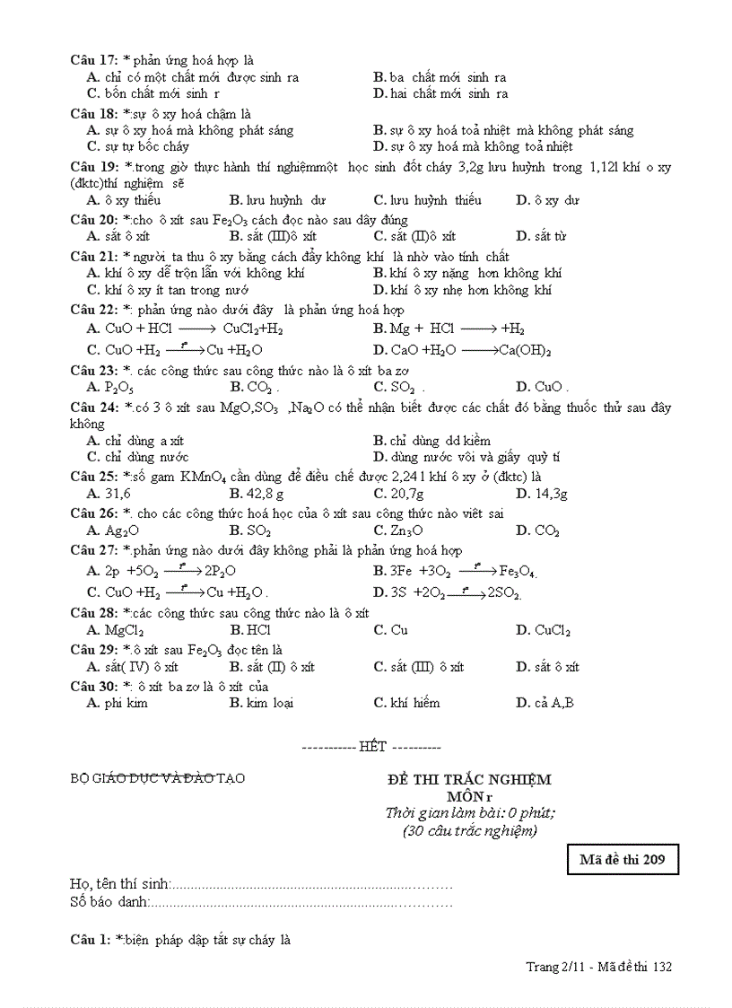 image for page Kiểm tra trắc nghiệm hóa học 8 tiết 46 nhiều đề