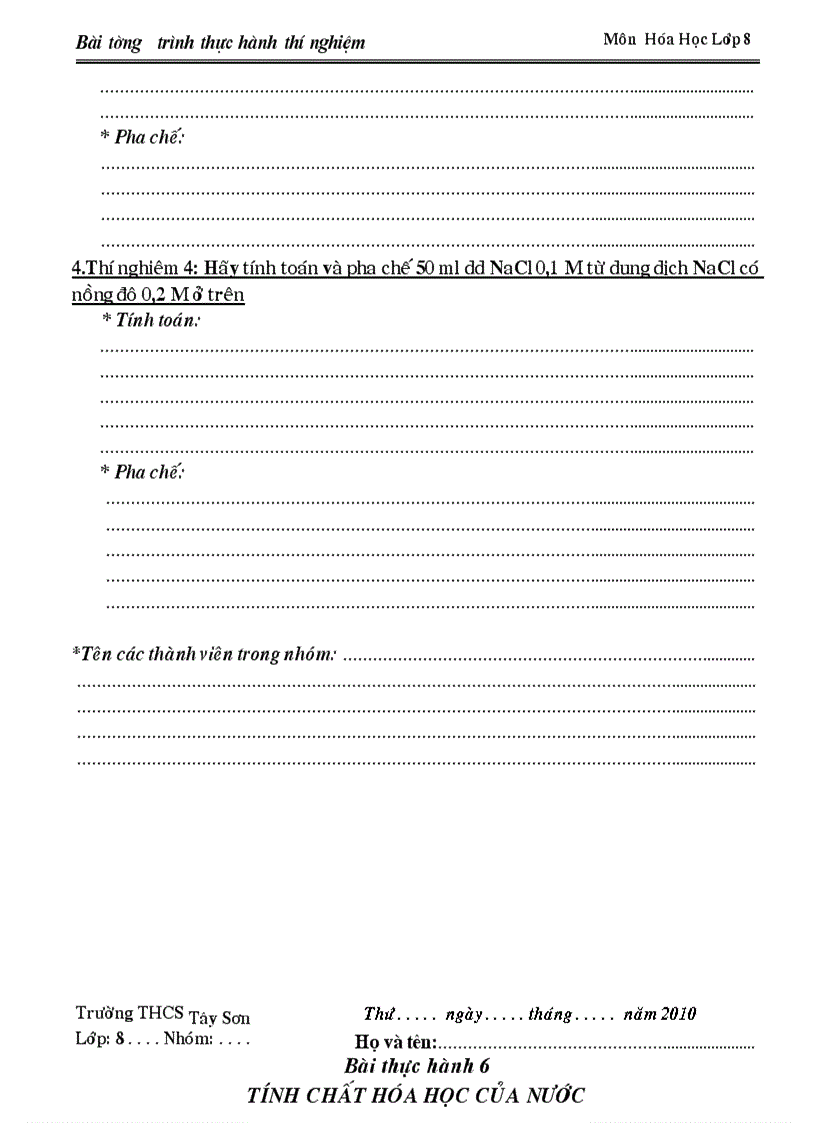 image for page Mâu các bài tường trình TN Hóa 8