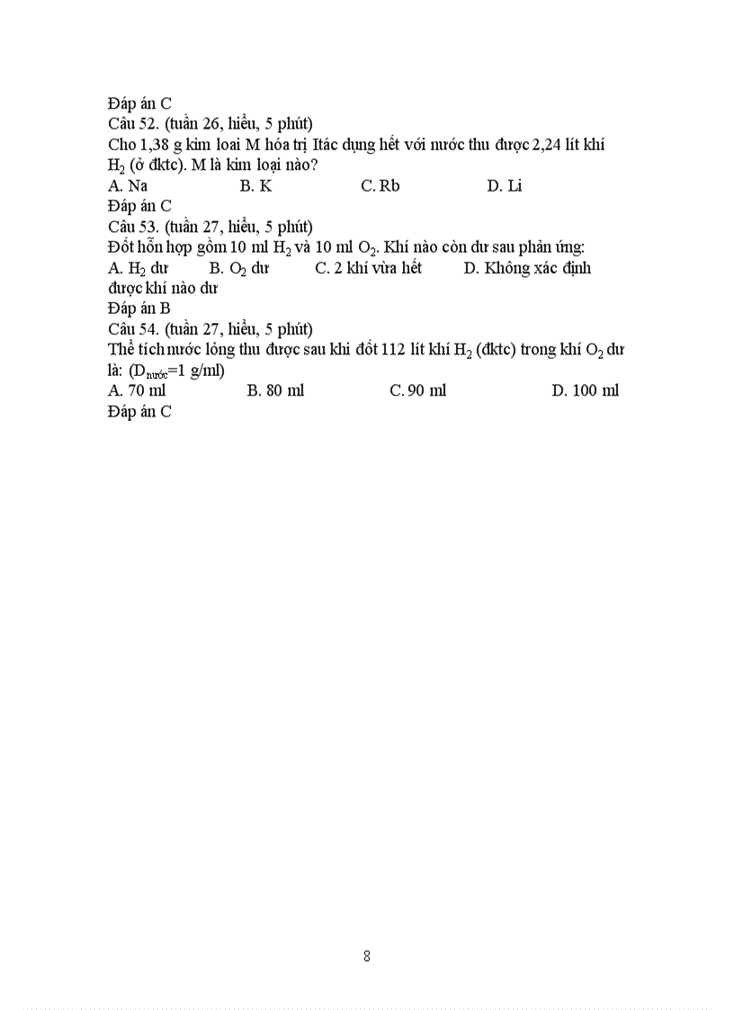 image for page Ngân hàng câu hỏi hóa 8