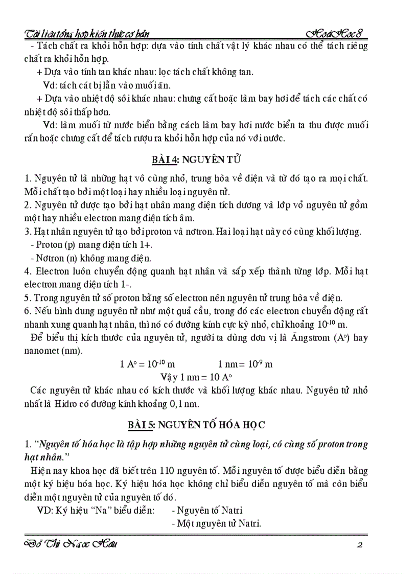 image for page Tài liệu tổng hợp kiến thức cơ bản hóa 8