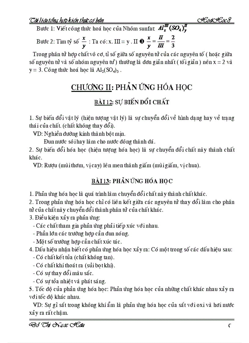 image for page Tài liệu tổng hợp kiến thức cơ bản hóa 8
