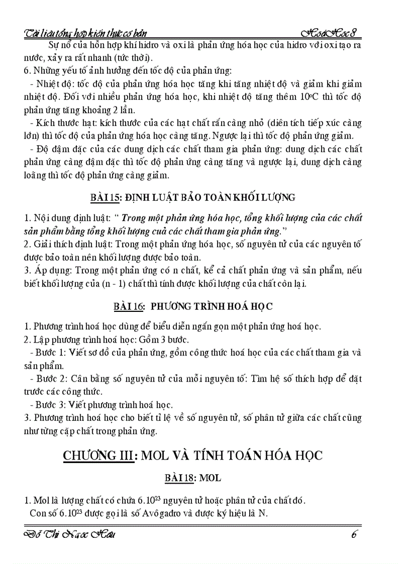 image for page Tài liệu tổng hợp kiến thức cơ bản hóa 8
