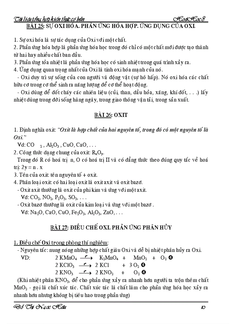 image for page Tài liệu tổng hợp kiến thức cơ bản hóa 8