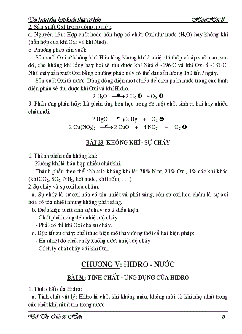 image for page Tài liệu tổng hợp kiến thức cơ bản hóa 8