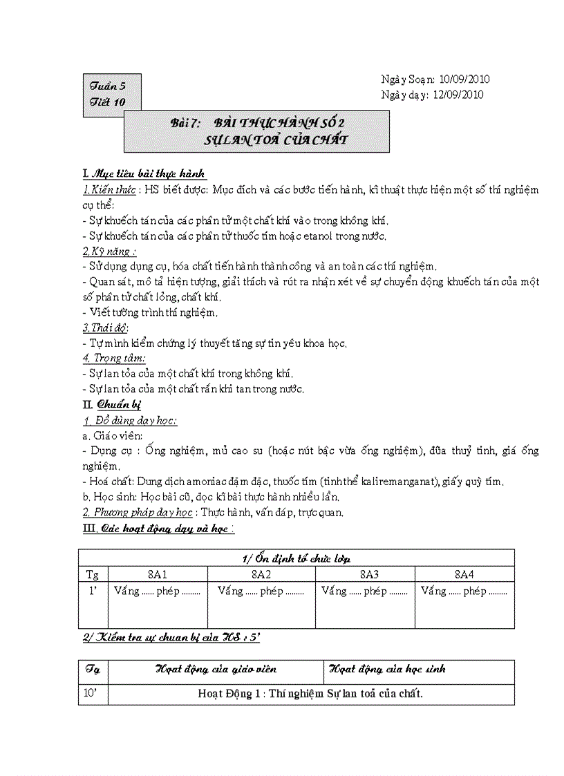 image for page Tuần 5 tiết 9 10 chuẩn KT KN hoa 8