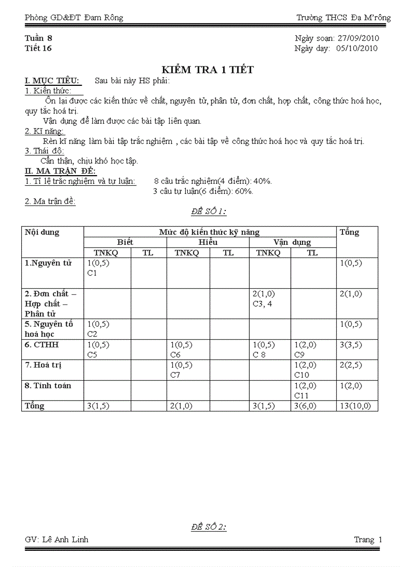 image for page Tuần 8 Tiết 16 Kiểm tra 1 tiết bài số 1