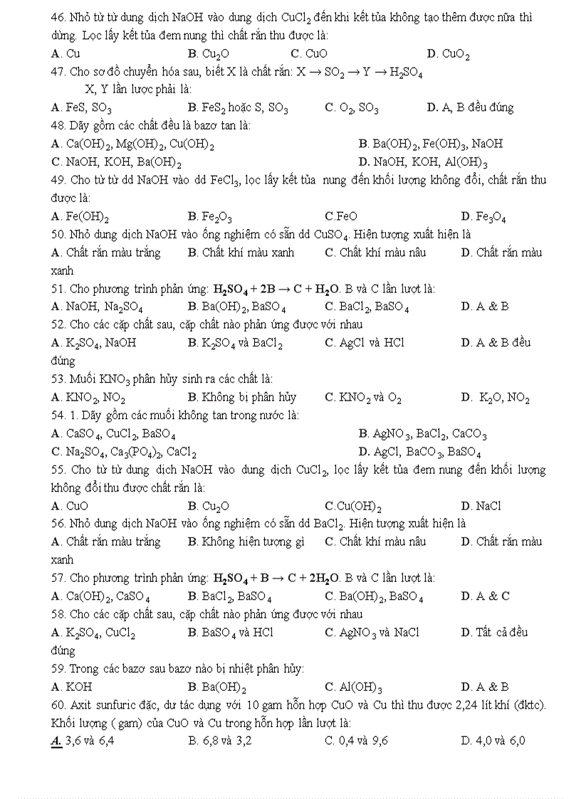 image for page 100 câu hỏi trắc nghiệm Hóa 9 HKI
