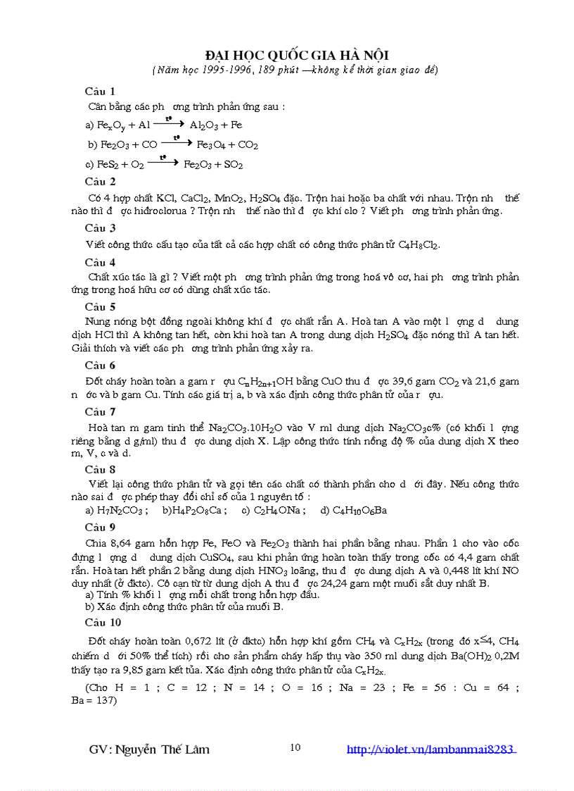 image for page 32 đề vào 10 chuyên Hóa từ 1992 2006