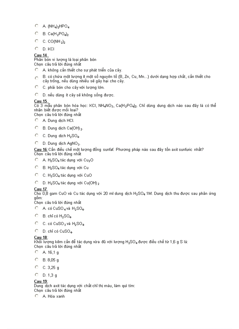 78 cau trắc nghiệm hóa 9