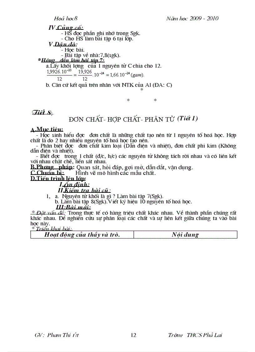 image for page Bài soạn Hóa Học 8