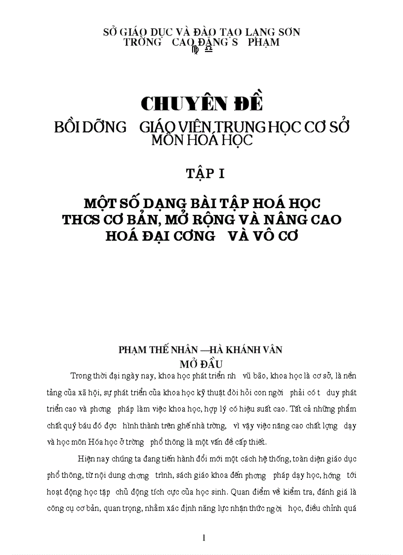 image for page Bồi dưỡng GV môn Hóa THCS Một số đề thi HSG