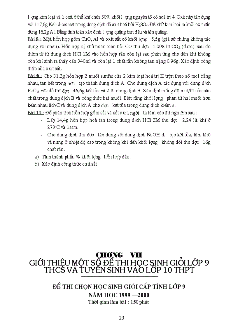 image for page Bồi dưỡng GV môn Hóa THCS Một số đề thi HSG