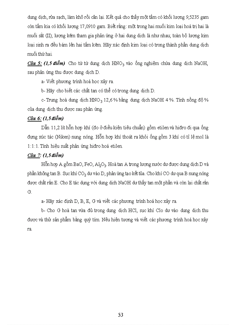 image for page Bồi dưỡng GV môn Hóa THCS Một số đề thi HSG