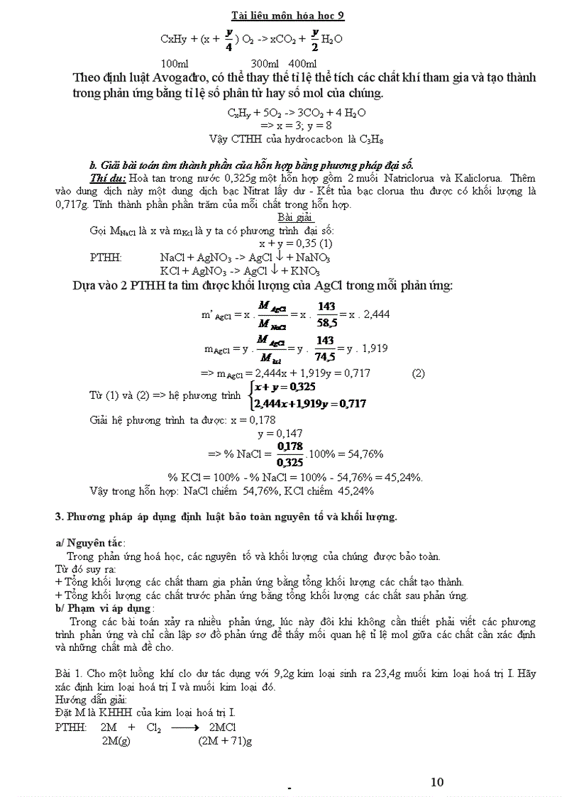 image for page Các dạng bài tập cơ bản Hóa 9