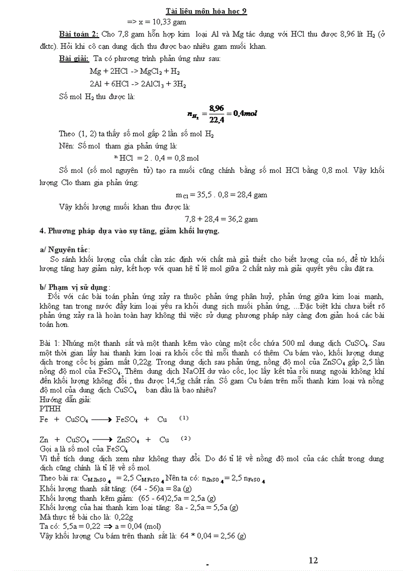 image for page Các dạng bài tập cơ bản Hóa 9