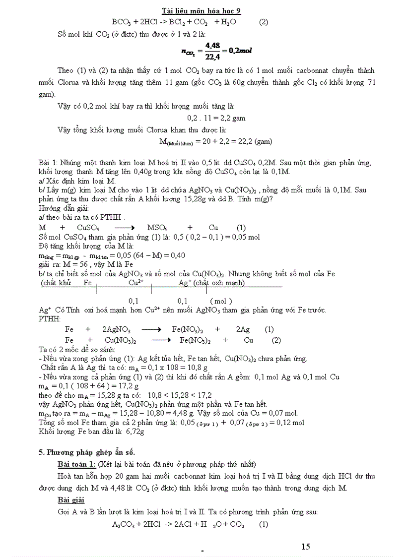 image for page Các dạng bài tập cơ bản Hóa 9