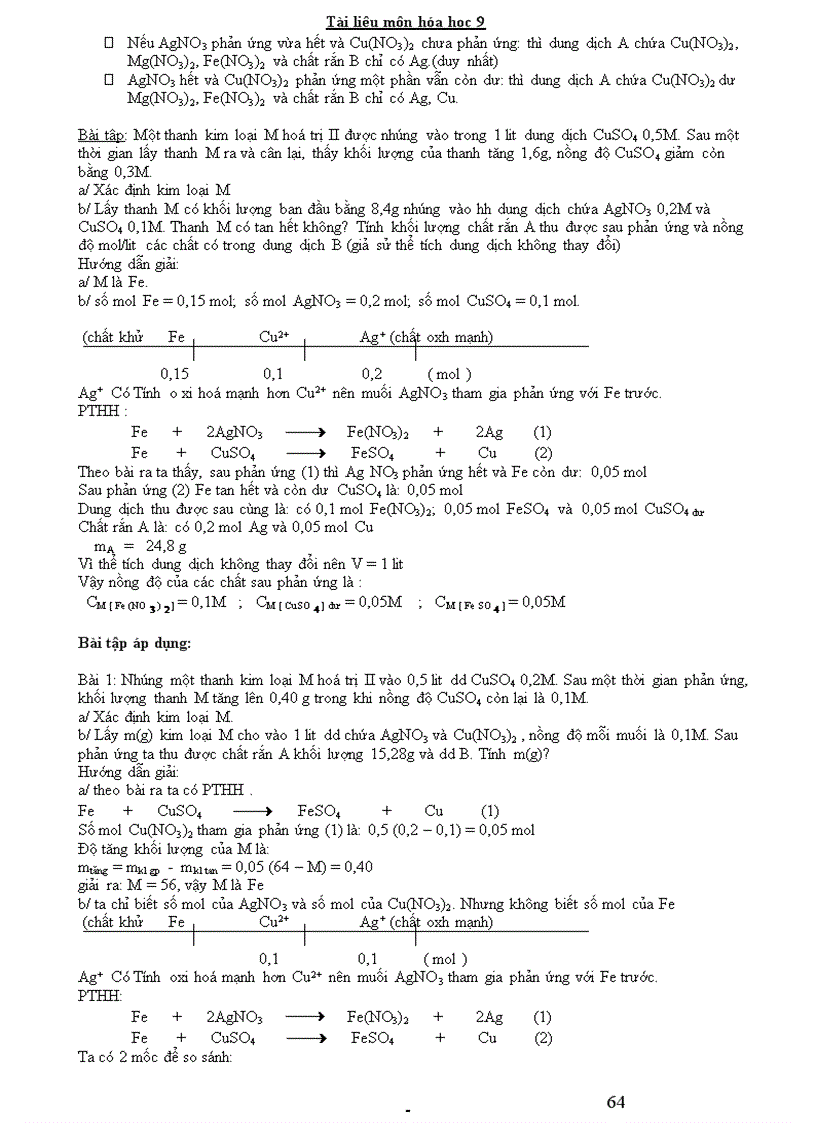 image for page Các dạng bài tập cơ bản Hóa 9