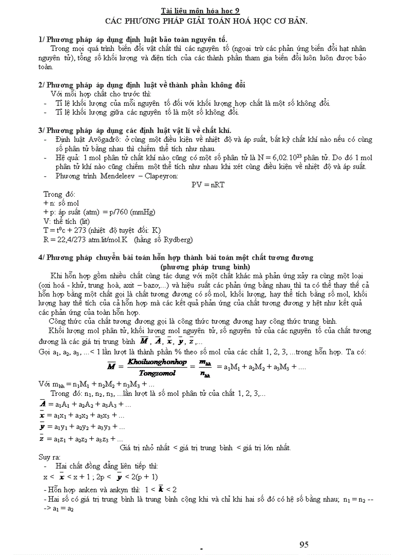 image for page Các dạng bài tập cơ bản Hóa 9