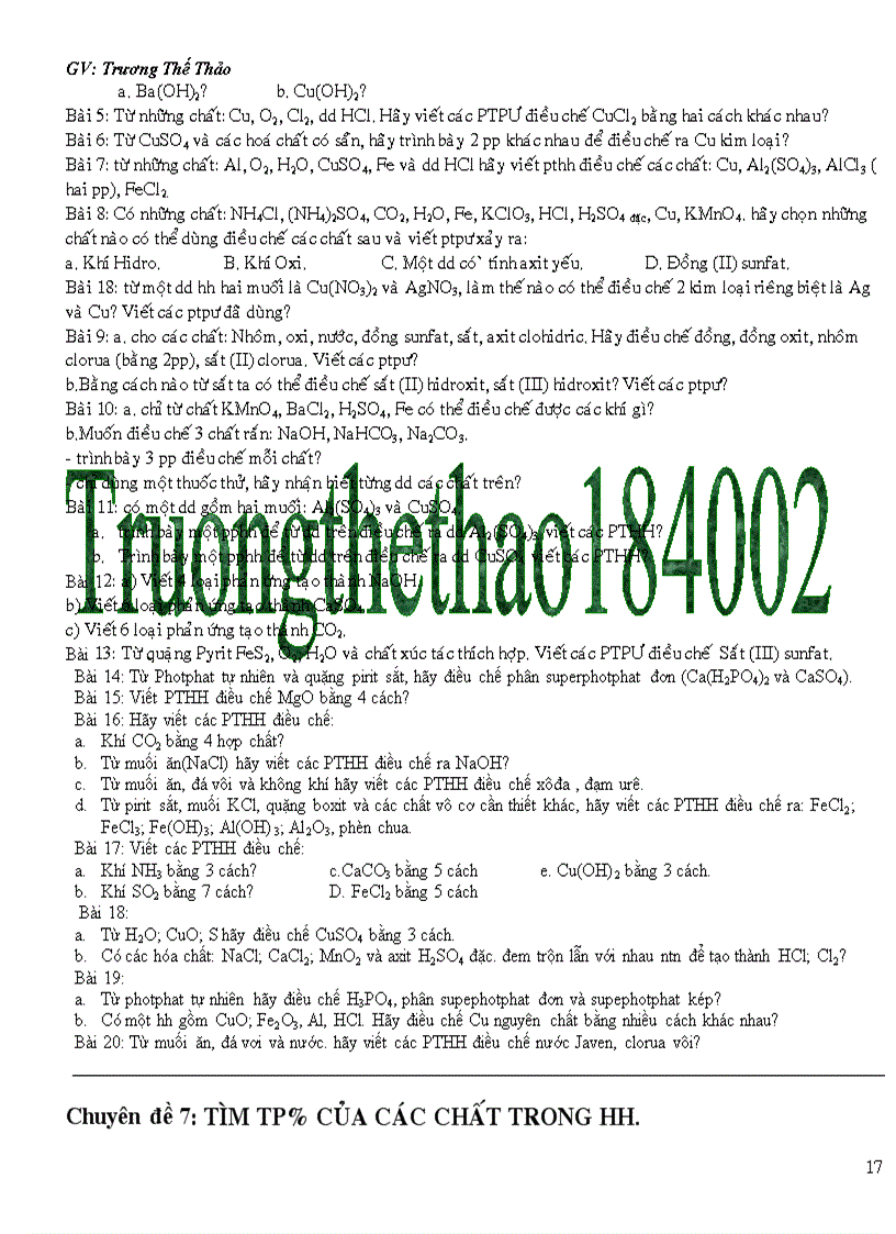 image for page Các Dạng bài tập Hóa Học 9