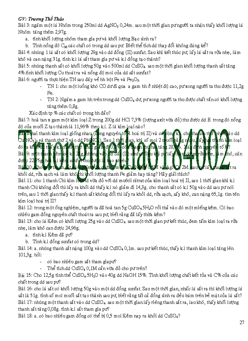 image for page Các Dạng bài tập Hóa Học 9