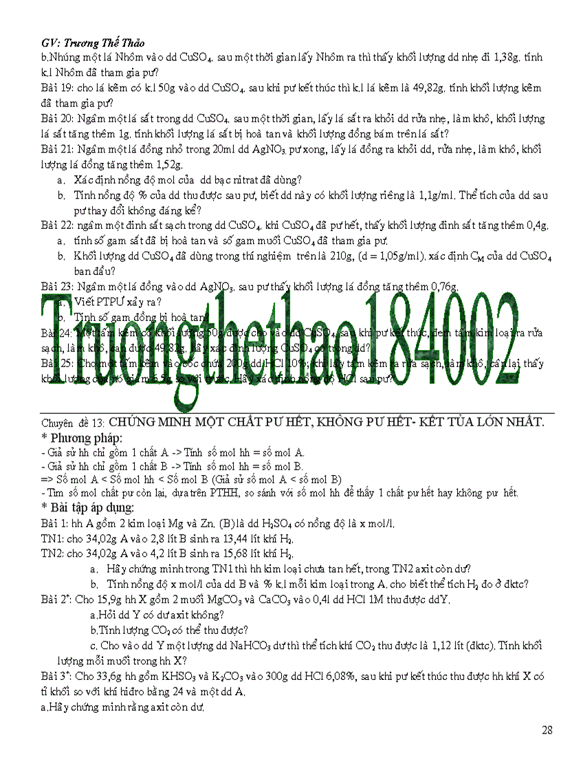 image for page Các Dạng bài tập Hóa Học 9