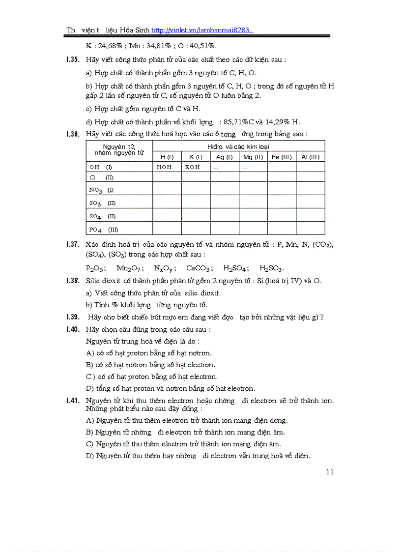 image for page Câu hỏi và bài tập KT Hóa 8 NXBGD chuong 1