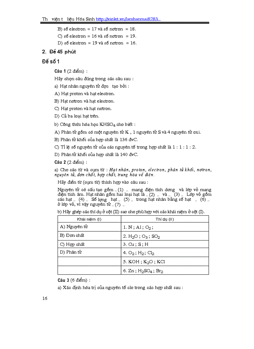 image for page Câu hỏi và bài tập KT Hóa 8 NXBGD chuong 1