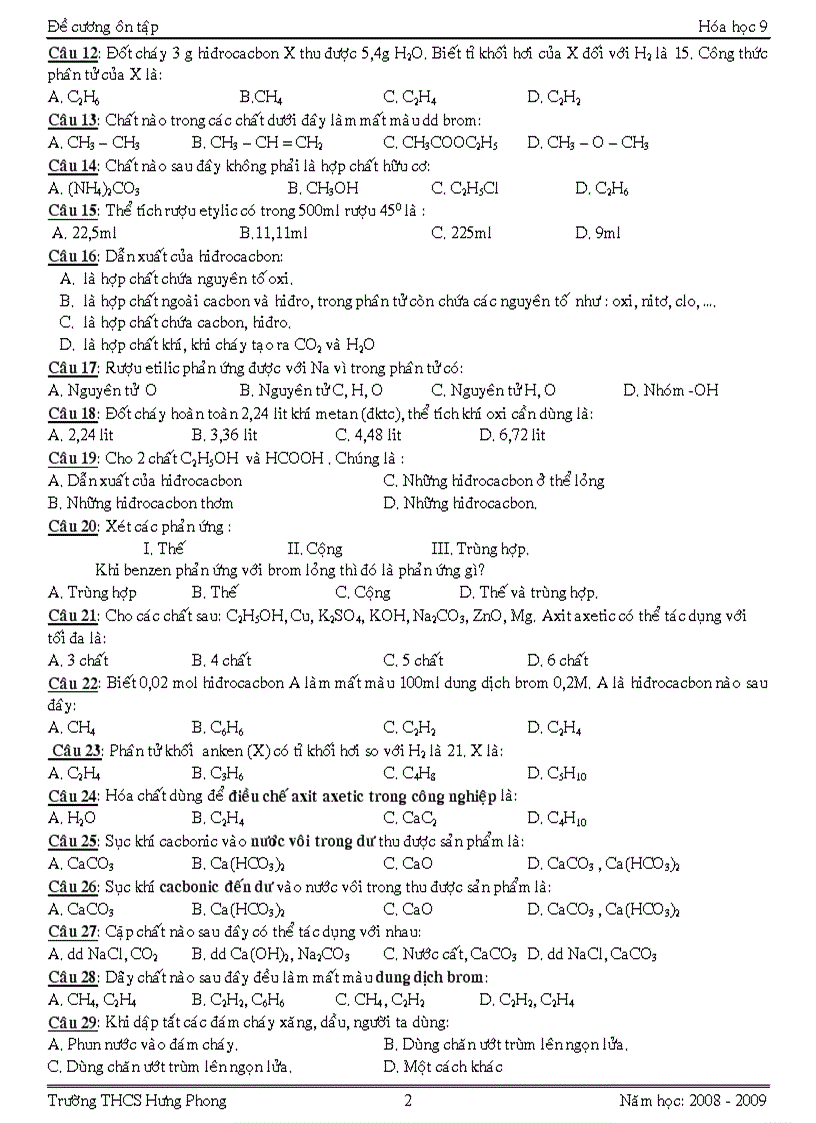 image for page De cuong hoa 9 hk ii chuan kien thuc