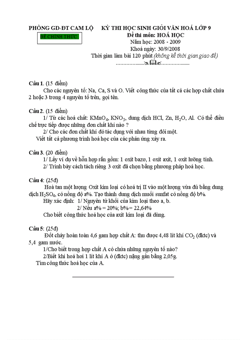 image for page Đề thi chọn học sinh giỏi 9 08 09