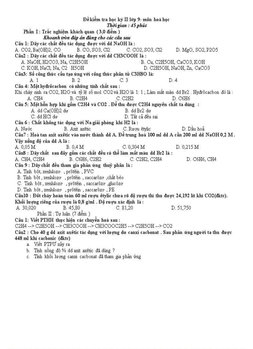 image for page Đề thi hóa 9 Kì II