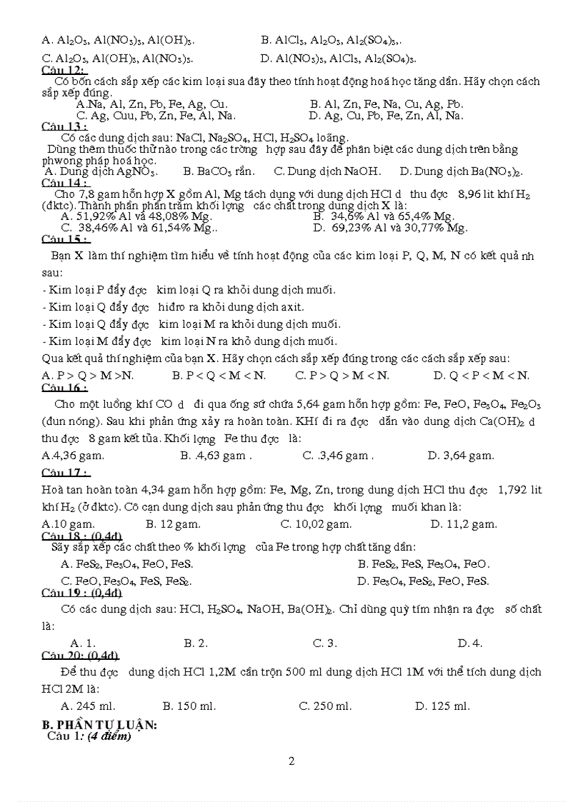 image for page Đề thi thử HSG Hóa Học 9