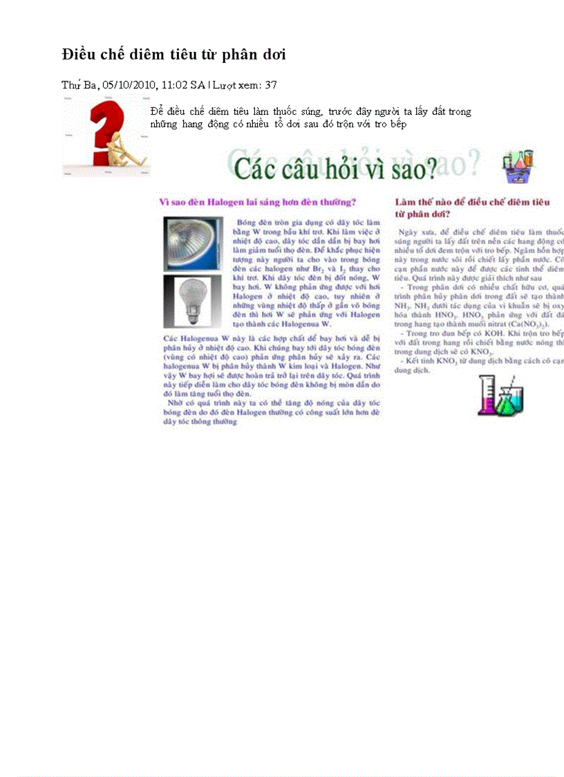 image for page Điều chế Diêm tiêu từ phân dơi