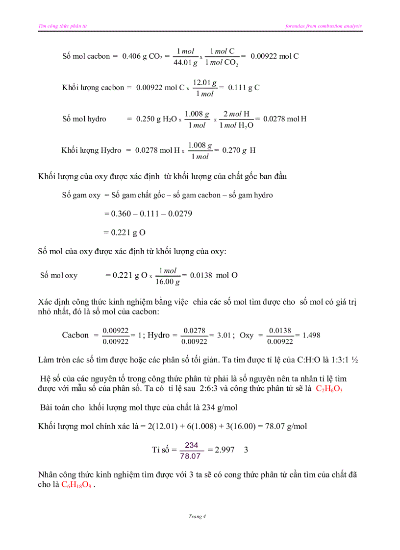 image for page Formulas from combustion analysis