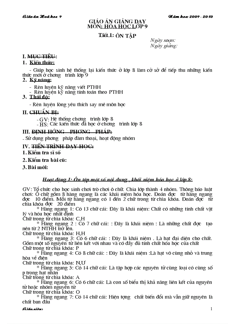 image for page Giao an Hoa hoc 9 Hai cot