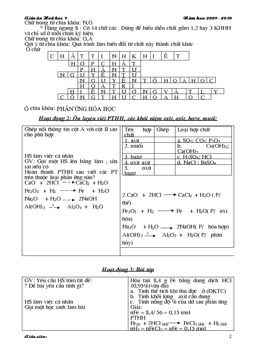 image for page Giao an Hoa hoc 9 Hai cot