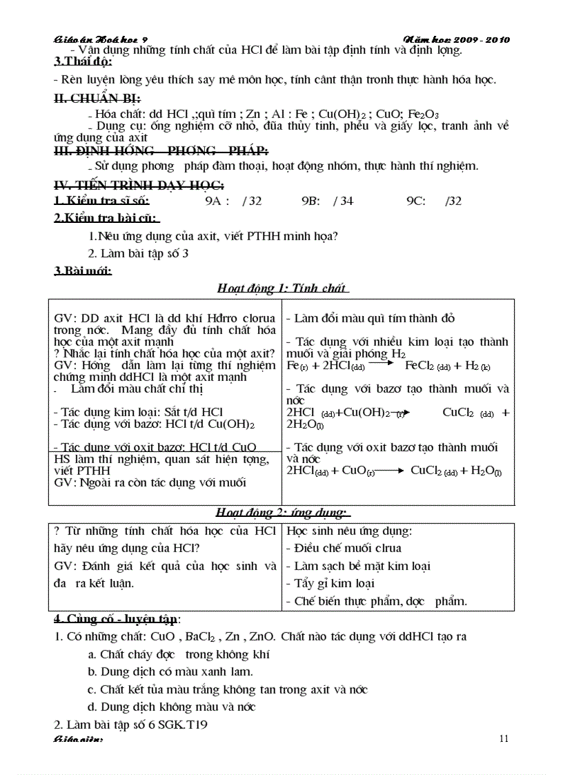 image for page Giao an Hoa hoc 9 Hai cot