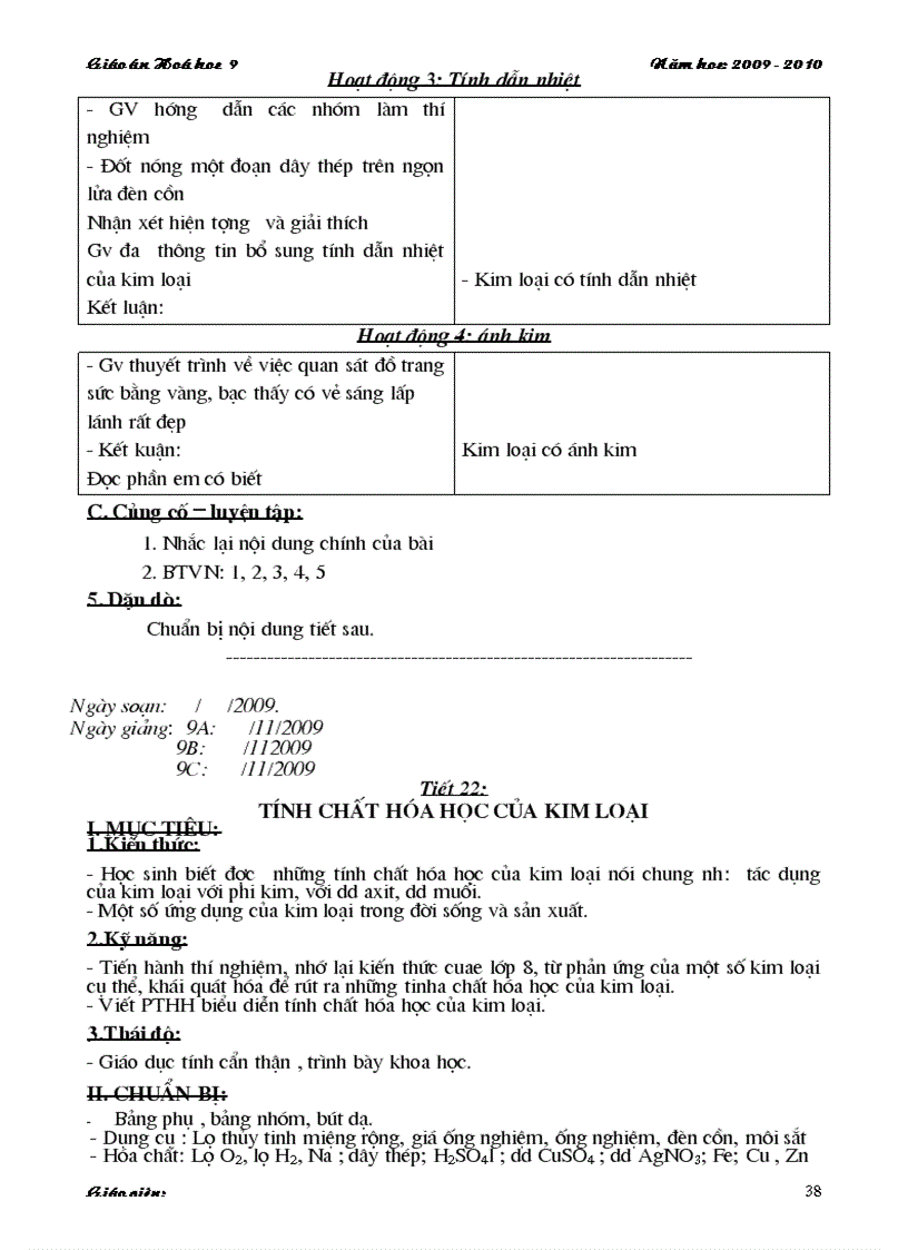 image for page Giao an Hoa hoc 9 Hai cot