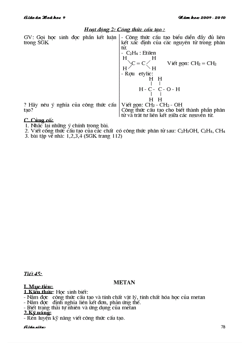 image for page Giao an Hoa hoc 9 Hai cot