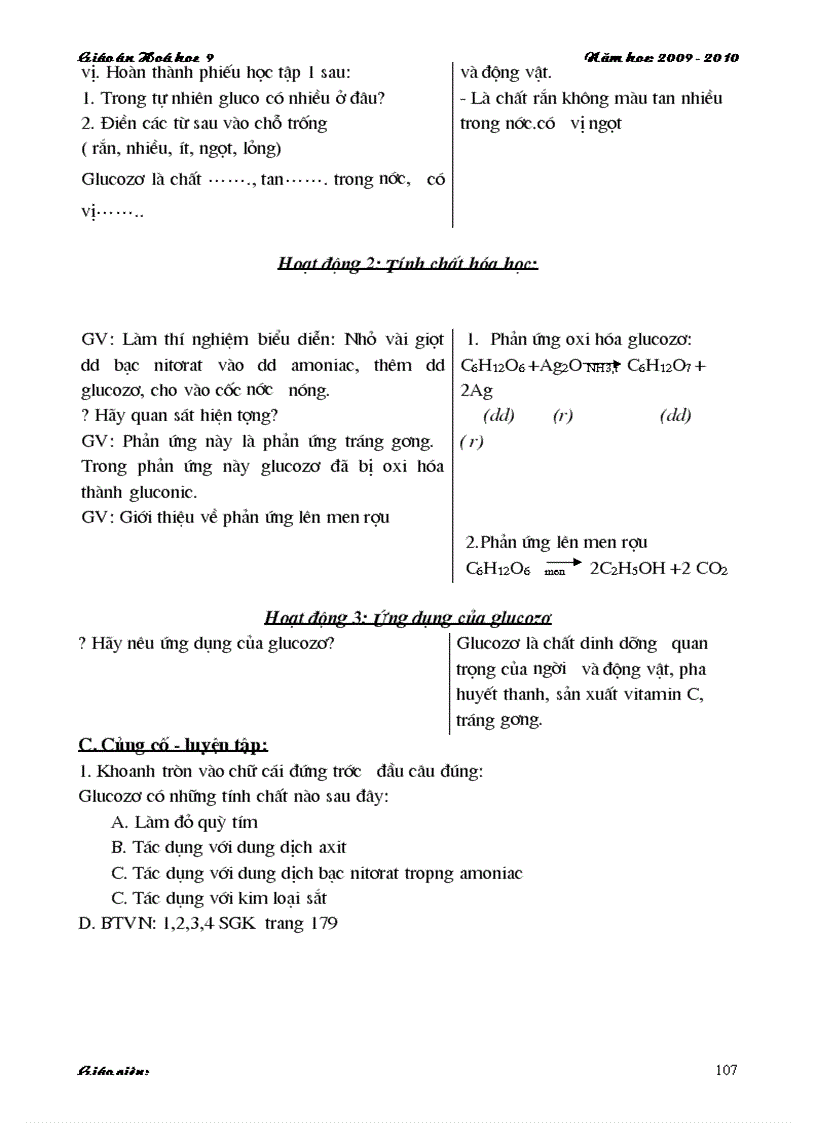 image for page Giao an Hoa hoc 9 Hai cot