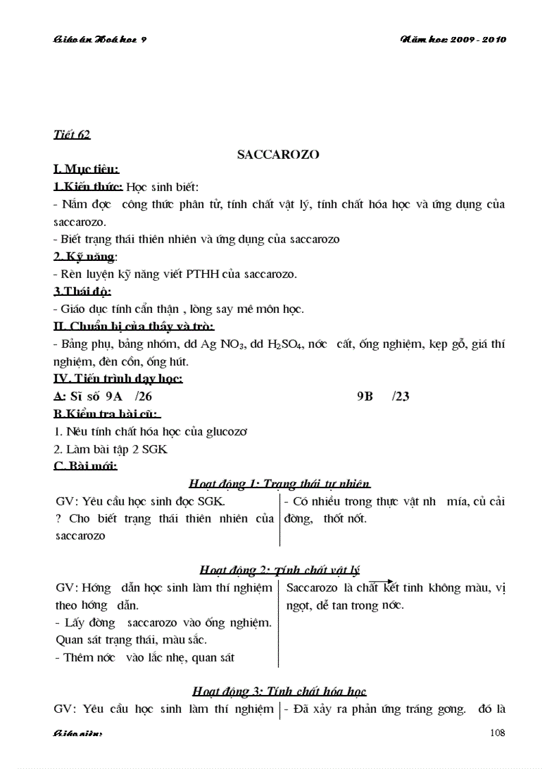 image for page Giao an Hoa hoc 9 Hai cot