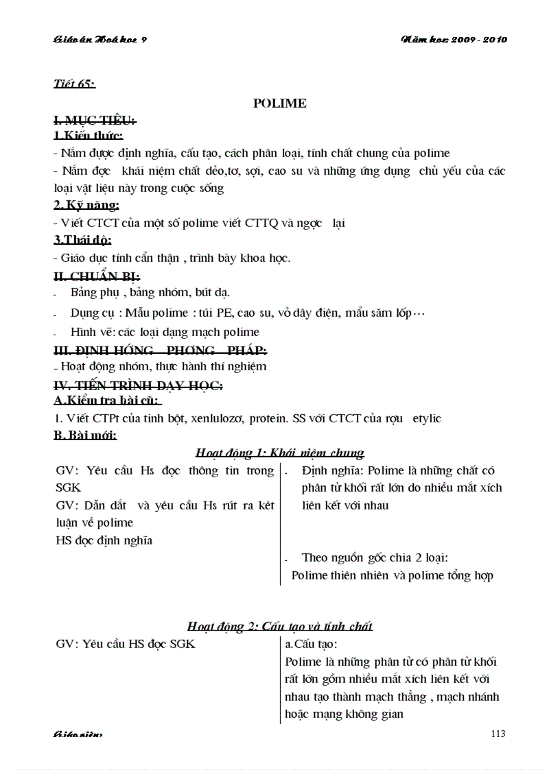 image for page Giao an Hoa hoc 9 Hai cot