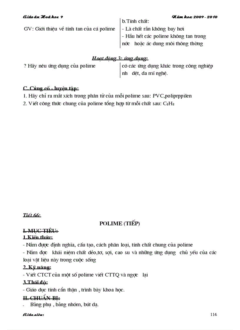 image for page Giao an Hoa hoc 9 Hai cot