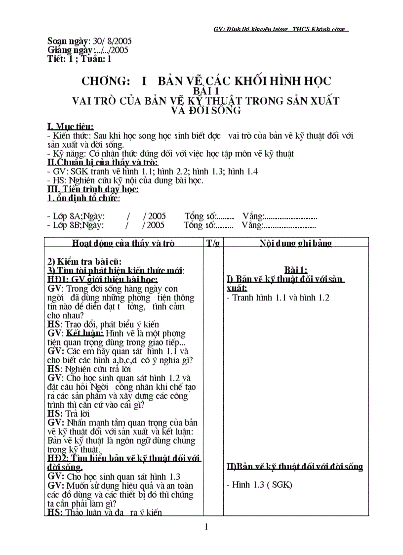 image for page Giáo án CN 8 Học kì I