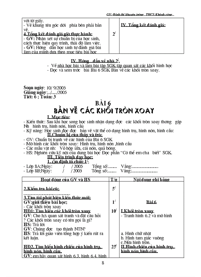 image for page Giáo án CN 8 Học kì I
