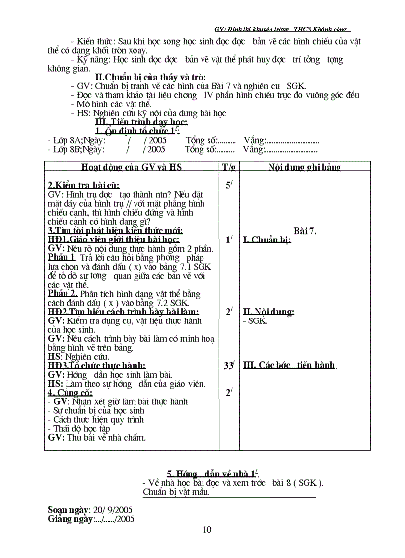 image for page Giáo án CN 8 Học kì I