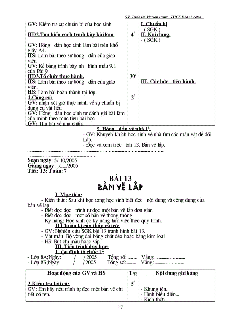 image for page Giáo án CN 8 Học kì I